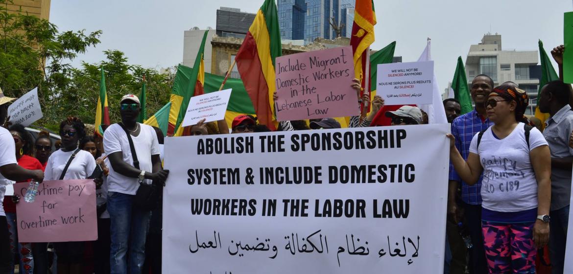 Protestzug der Hausangestellten am 1. Mai in Beirut. Foto: Anti-Racism Movement