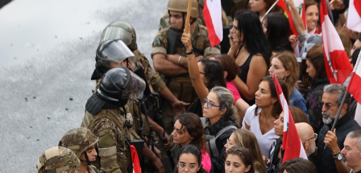 Women on the front line in the current protests. Photo: Nicolas Tawk