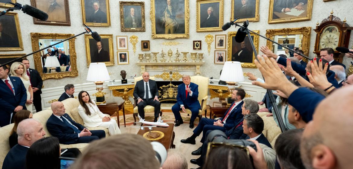 Präsident Donald Trump empfängt den libanesischen Präsidenten Joseph Aoun zu einem bilateralen Treffen im Oval Office, 21. Juli 2026. Foto: Daniel Torok / The White House, via Wikimedia Commons, gemeinfrei.