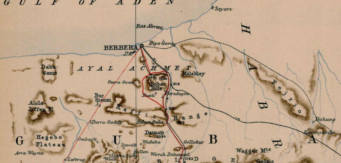 Handgezeichnete Karte des nördlichen Somalilands. Bild: University of Illinois Library, 2020, Wikimedia Commons