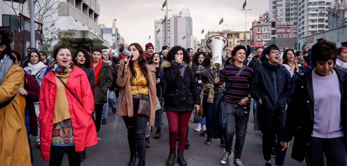 Feministische Demonstration in Beirut während der Massenproteste im Herbst 2019 Foto: Mohamad Cheblak