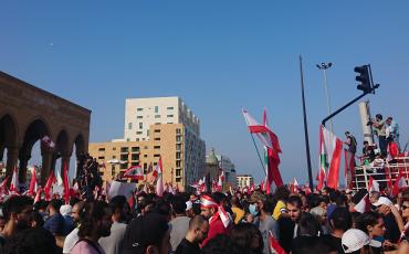Proteste im Stadzentrum Beiruts am Sonntagvormittag. Foto: Johanna Luther