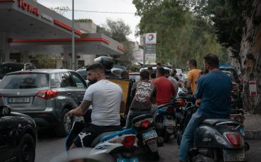 Summer 2021, motorcycles in a fuel queue in Beirut. Photo: Manu Ferneini (IG: manuferneini)