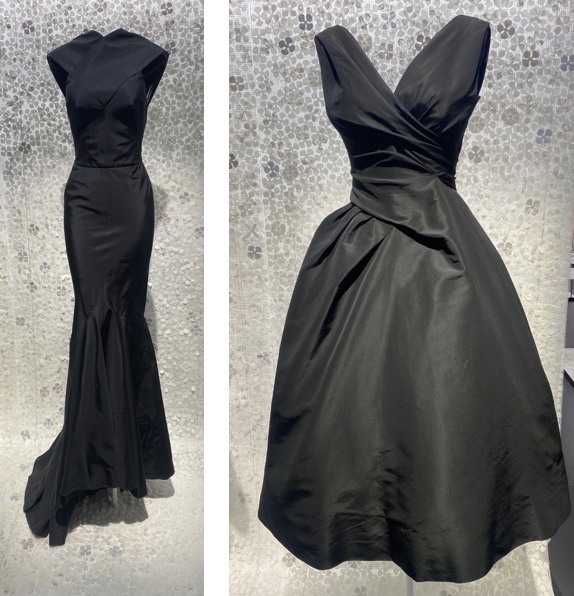 Kleider aus schwarzer Seide. Links Azzedine Alaïa (haute couture, Herbst-Winter 2008), rechts Christian Dior (haute couture, Herbst-Winter 1957). Foto: Claire DT
