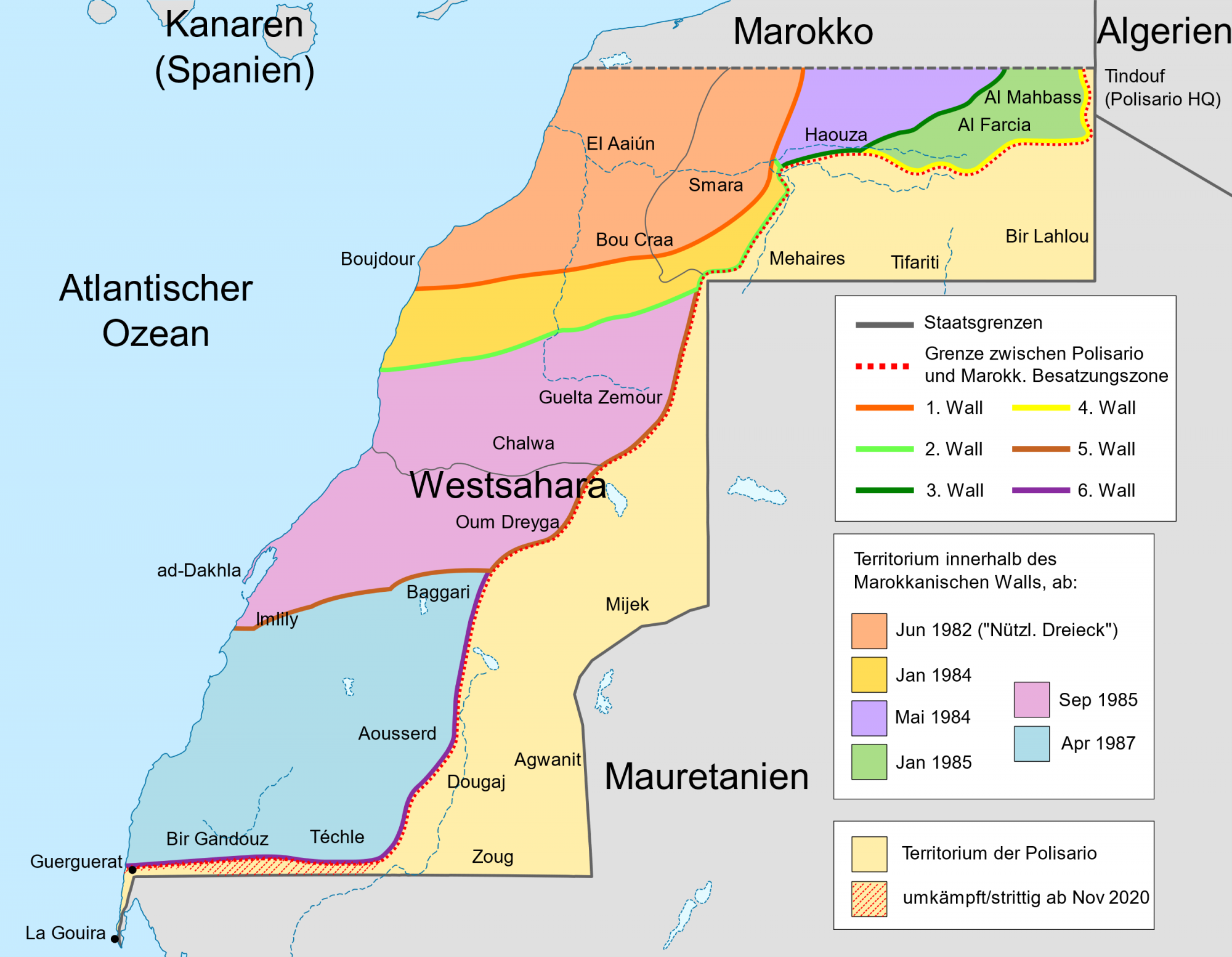 Status quo – geteilte Westsahara, Quelle: Enyavar