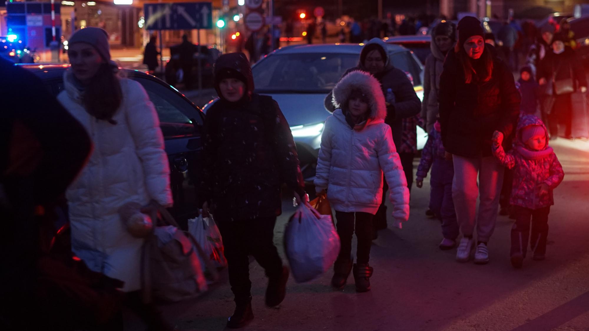 Ukrainian refugees crossing the Polish-Ukrainian border. Budomierz, 05.03.2022, Photo: Milad Amin