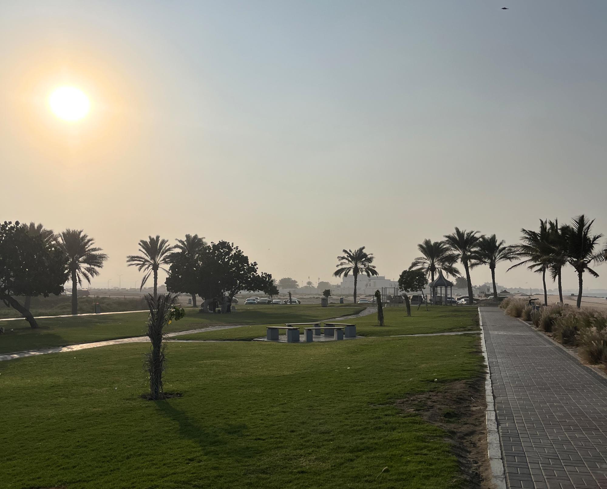 Die Parkanlage vor dem Sandstrand. Foto: Ruweida Aljabali
